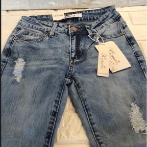 Ks More Women Blue Distressed Ripped Denim Jeans Style‎ MD160 2 Size 13